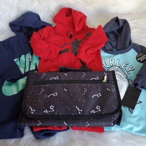 Nike/Jordan/Hurley Baby Coverall Hooded Bundle with Portable Changing Pad SZ 18M